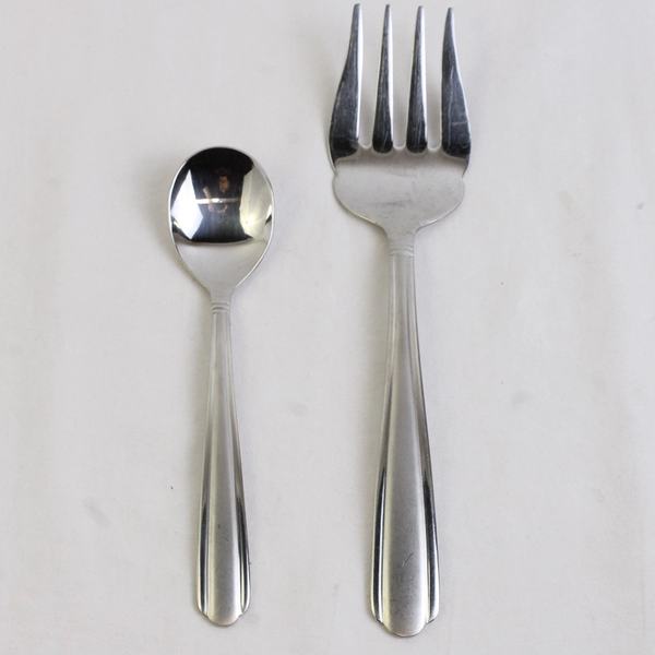 Lot of 2 Wallace Silver Promenade Frost Pattern Sugar Spoon Cold Meat Fork 18/10