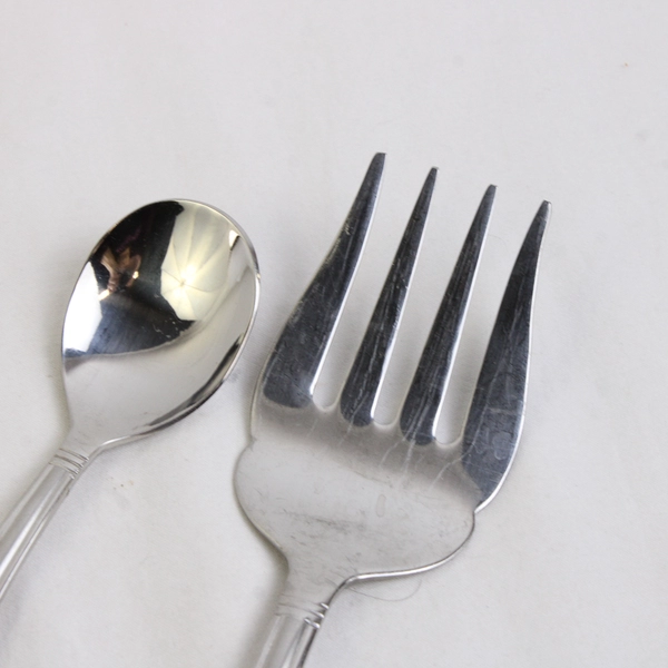 Lot of 2 Wallace Silver Promenade Frost Pattern Sugar Spoon Cold Meat Fork 18/10