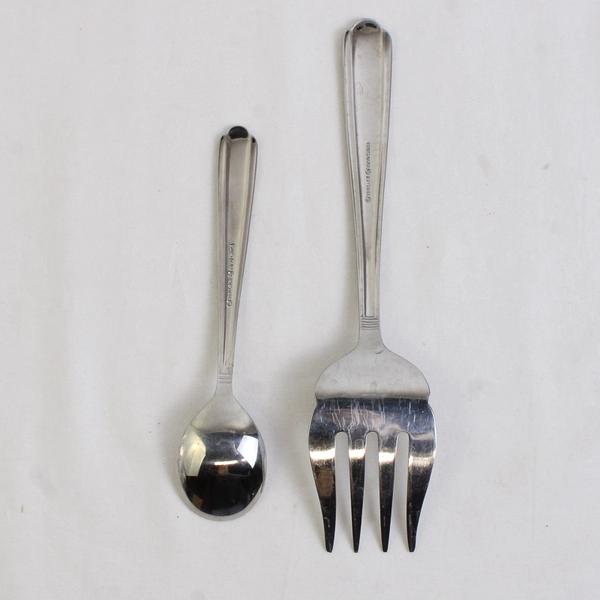 Lot of 2 Wallace Silver Promenade Frost Pattern Sugar Spoon Cold Meat Fork 18/10