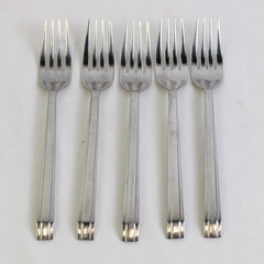Lot of 5 Mikasa MIS34 Pattern Salad Forks 7.25" Stainless Good