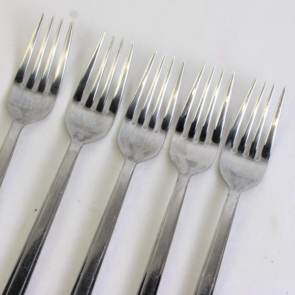 Lot of 5 Mikasa MIS34 Pattern Salad Forks 7.25" Stainless Good