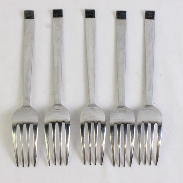 Lot of 5 Mikasa MIS34 Pattern Salad Forks 7.25" Stainless Good