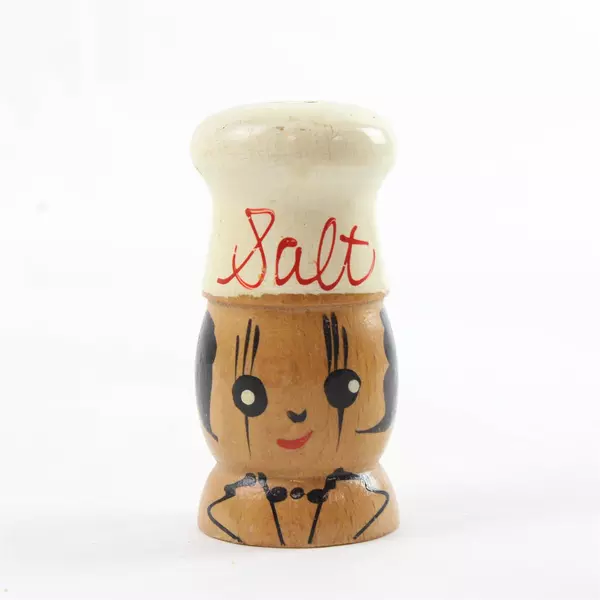 Vintage Wooden Boy & Girl Chef Salt Pepper Shakers Hand-Painted