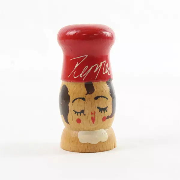 Vintage Wooden Boy & Girl Chef Salt Pepper Shakers Hand-Painted