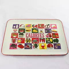 Vintage Plastic Serving Tray With Calories Painted On It 16 x 11 in Lightweight