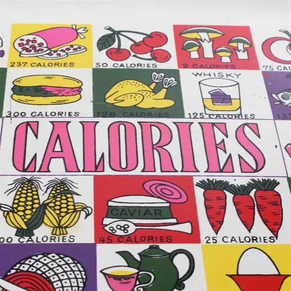 Vintage Plastic Serving Tray With Calories Painted On It 16 x 11 in Lightweight