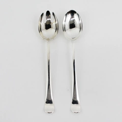 Vintage Gerity G48 Georgian Silver Plate Salad Spoon Fork Server Set 9"