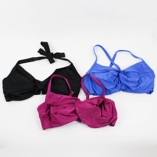 Lot of 3 Athleta 36D/DD Bikini Tops Wrap Design Blue, Purple, and Black