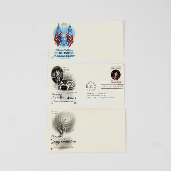 Lot Of 3 1970s First Day Cover John Paul Jones 10¢ Stamp Conquer Drug Addiction 