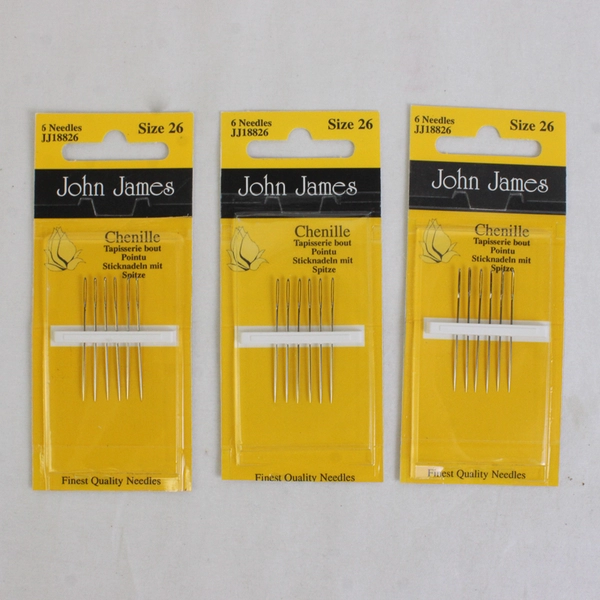 Lot of 4 John James Chenille Pack of 6 Tapestry Needles Sizes 26&28 New 