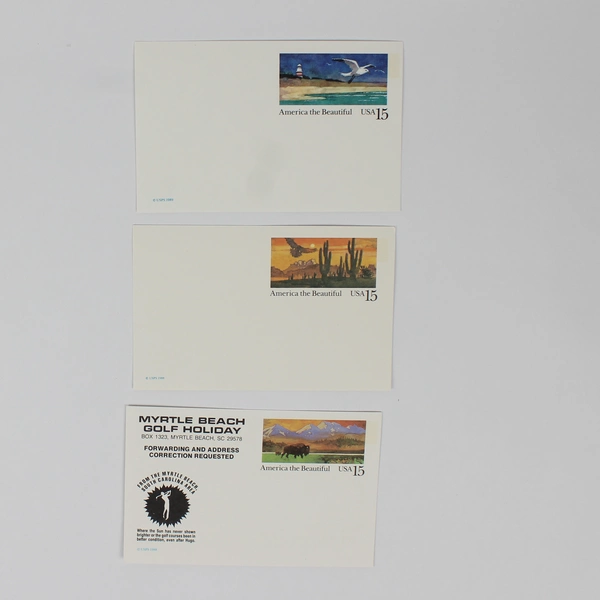 Lot Of 3 USPS 1988 1989 America The Beautiful Scenic Wildlife Stamp Postcards