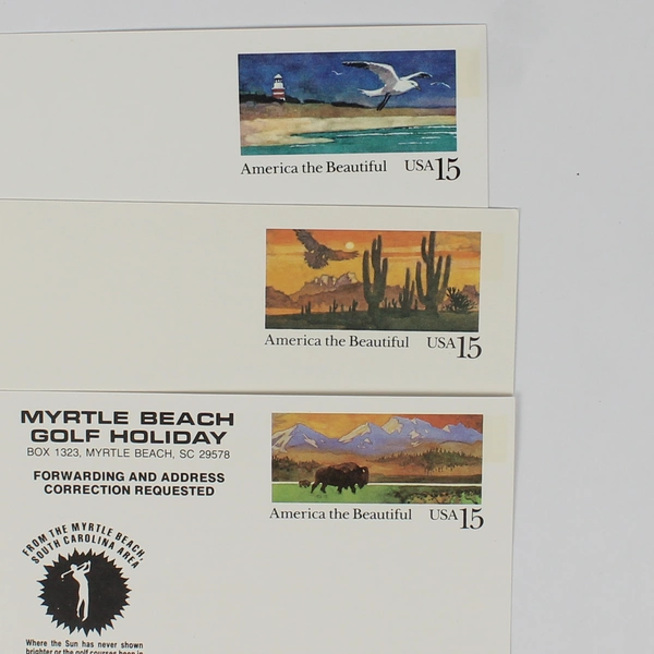 Lot Of 3 USPS 1988 1989 America The Beautiful Scenic Wildlife Stamp Postcards