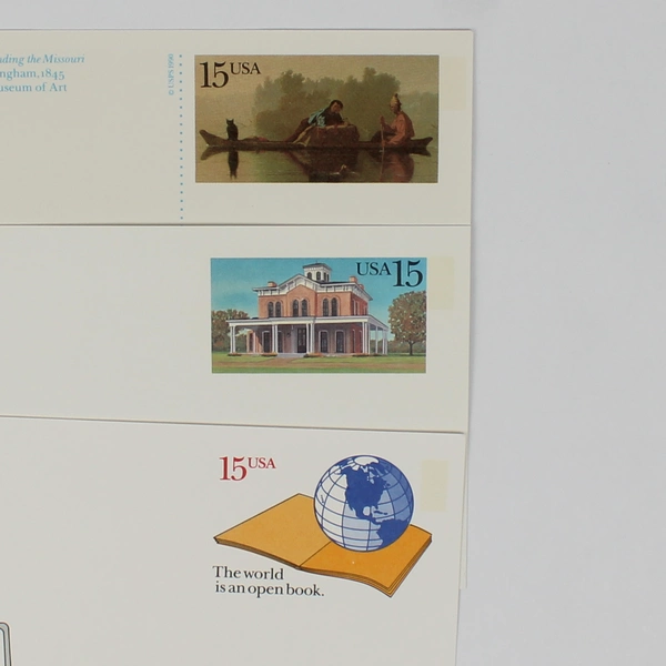 Lot Of 3 USPS 1989 1990 Historical Stamp Postcards Hull House Fur Traders 