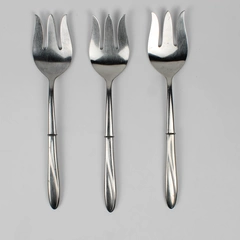 Lot Of 3 International Silver Christiania Pattern SS Salad Serving Forks 11.13"