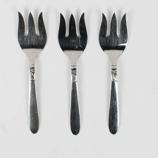 International Silver Creation I Pattern Lot of 3 Cold Meat Serving Forks 8.5" SS
