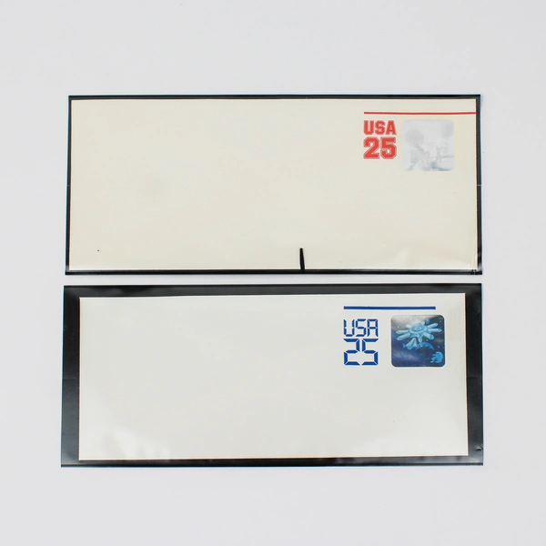 Set Of 2 1990 USPS Hologram 25 Cent Postage Envelopes Football Space Station