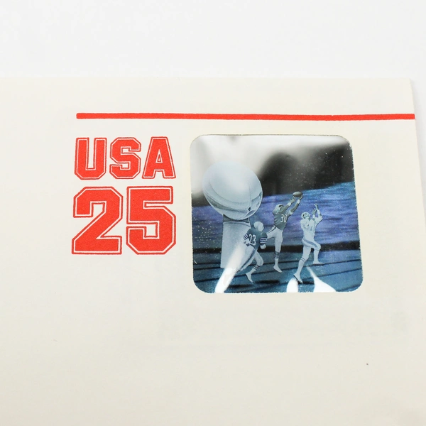 Set Of 2 1990 USPS Hologram 25 Cent Postage Envelopes Football Space Station