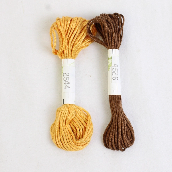 Lot of 2 Soie d'alger 5 Meter Pull-Skein Silk Thread Brown and Gold New 