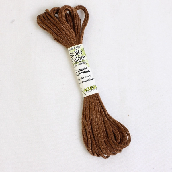 Lot of 2 Soie d'alger 5 Meter Pull-Skein Silk Thread Brown and Gold New 