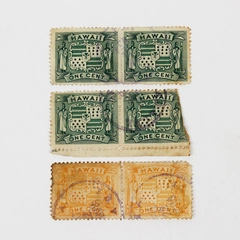 Lot Of 3 Hawaii 1 Cent Stamp Pairs Canceled #74 #80