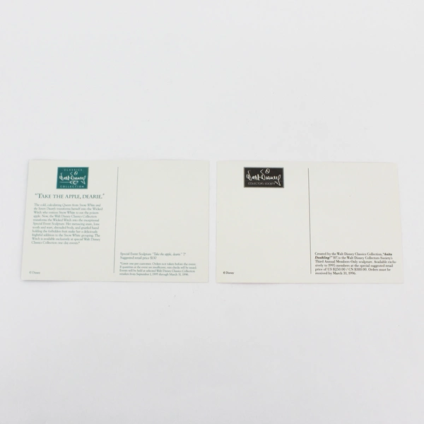 WDCC Disney Members Only Cruella De Vil And Snow White Witch Postcards 4" x 6"