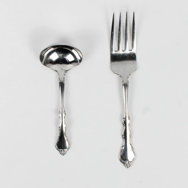 Lot of 2 International Silver Allure Pattern Gravy Ladle & Serving Fork 18/8 SS