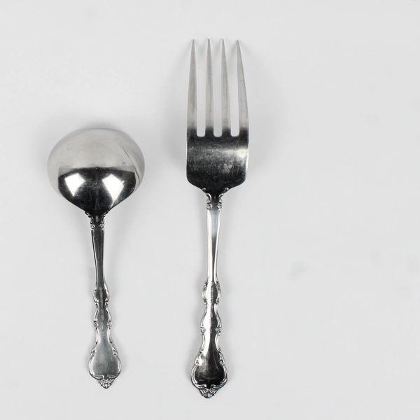 Lot of 2 International Silver Allure Pattern Gravy Ladle & Serving Fork 18/8 SS