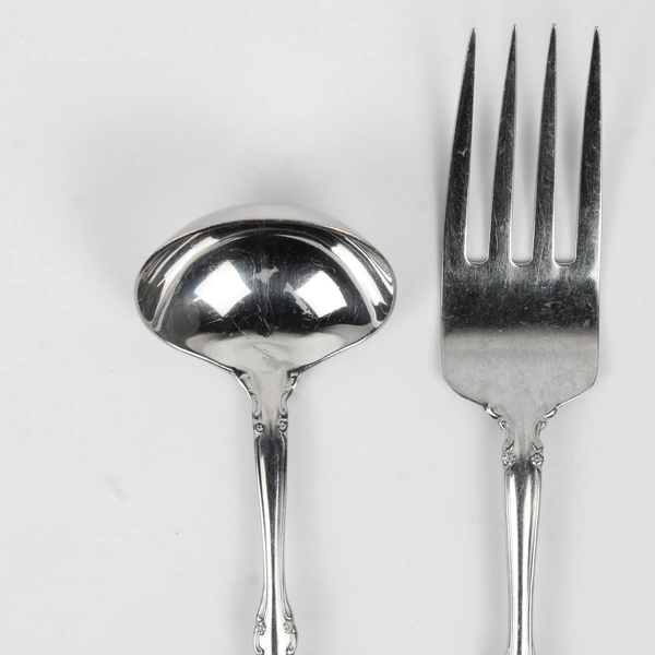 Lot of 2 International Silver Allure Pattern Gravy Ladle & Serving Fork 18/8 SS