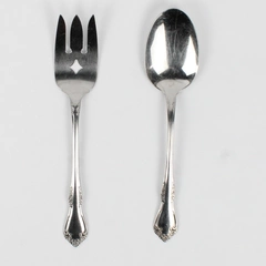 Lot Of 2 Oneida Silver Mansfield (Stainless) Flatware Serving Set 8.5" Long