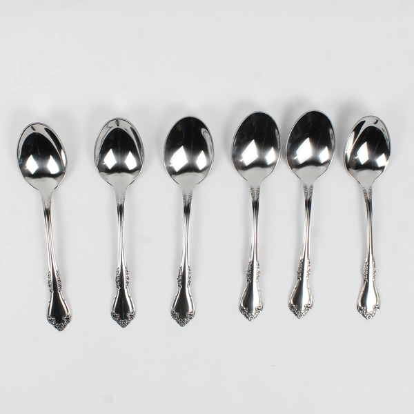 Lot Of 6 Oneida Silver Mansfield (Stainless) Flatware Soup Spoons 7" Tall