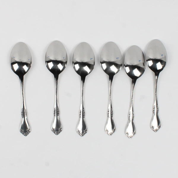 Lot Of 6 Oneida Silver Mansfield (Stainless) Flatware Soup Spoons 7" Tall