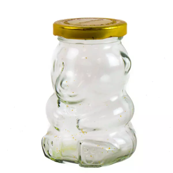 Purveyors of Sweetness Lolli Pop Bear Shaped Glass Jar w/ Lid 4.25"