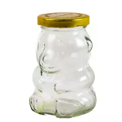 Purveyors of Sweetness Lolli Pop Bear Shaped Glass Jar w/ Lid 4.25"