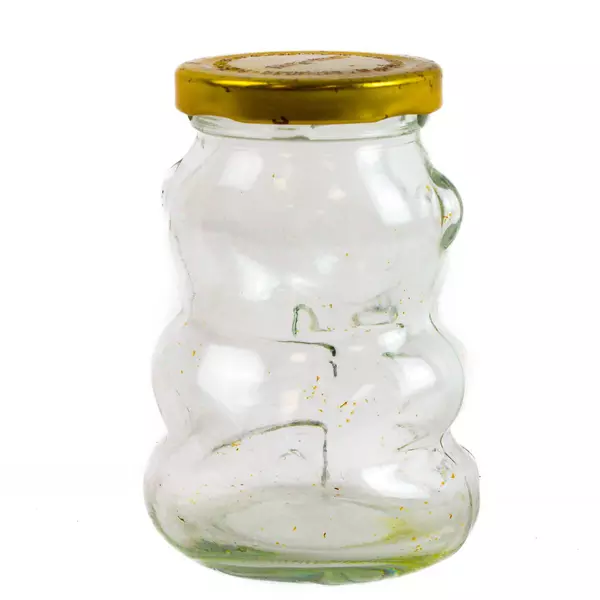 Purveyors of Sweetness Lolli Pop Bear Shaped Glass Jar w/ Lid 4.25"