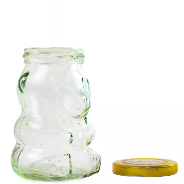 Purveyors of Sweetness Lolli Pop Bear Shaped Glass Jar w/ Lid 4.25"