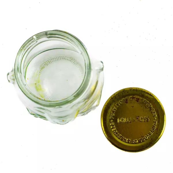 Purveyors of Sweetness Lolli Pop Bear Shaped Glass Jar w/ Lid 4.25"