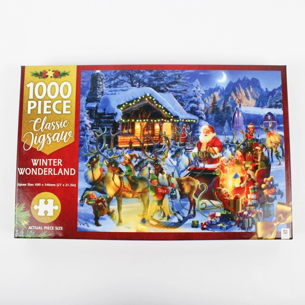 Hinkler Classic 1000-Piece Jigsaw Puzzle Santa/Sleigh Winter Wonderland, New