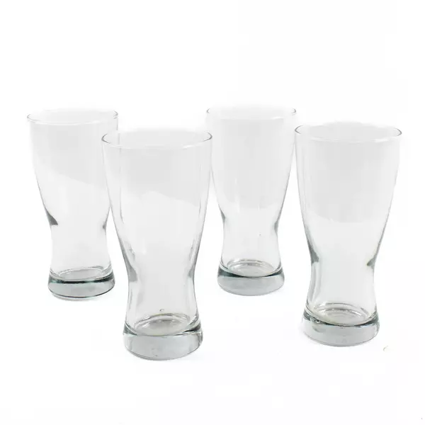 Set of 4 Vintage Clear Pilsner Beer Glasses 6.75" Tall