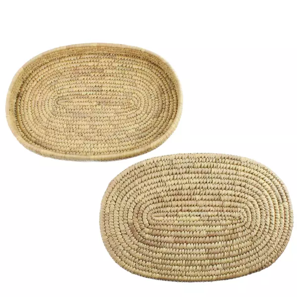 Woven Lidded Oval Basket 13.5" x 9" x 4" Sturdy Decorative Storage