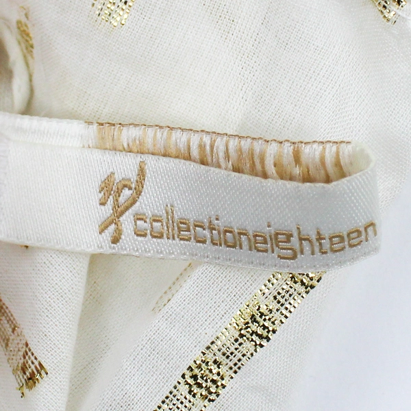 Collection Eighteen White and Gold Metallic Scarf with Tassels 22" x 70"