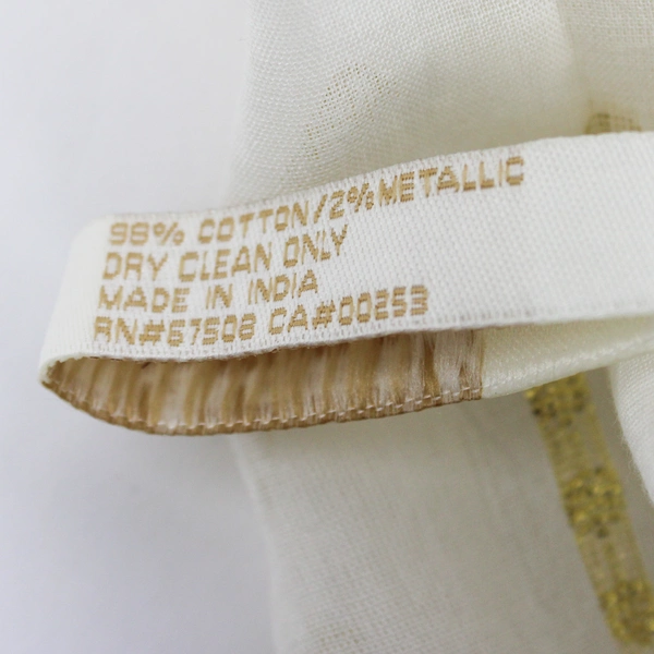 Collection Eighteen White and Gold Metallic Scarf with Tassels 22" x 70"