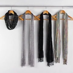 Lot of 4 Women's Scarves Various Colors Metallic Weave