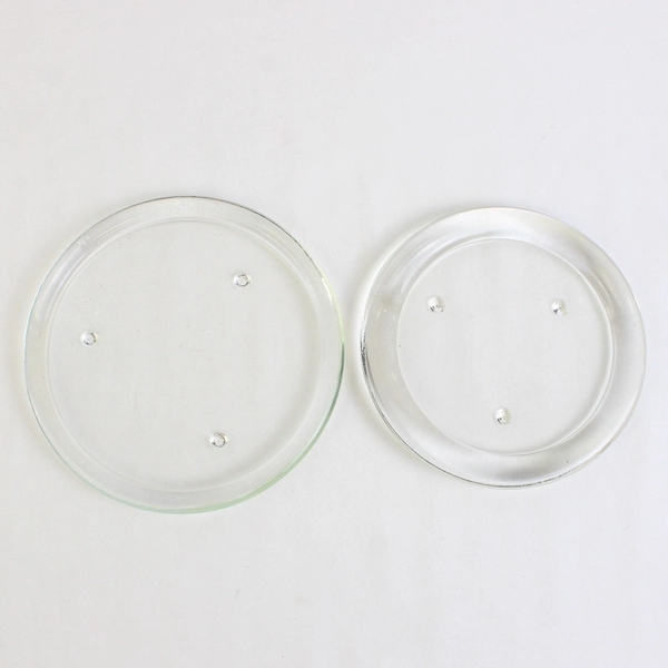 Lot Of 2 Unbranded Unmarked Clear Glass Candle Plate 5.5" Diameter & 6"