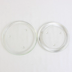 Lot Of 2 Unbranded Unmarked Clear Glass Candle Plate 5.5" Diameter & 6"