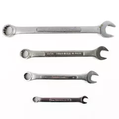 Lot of 4 Assorted Wrenches 15mm 10mm 11/16" 7/8" Used Hand Tools