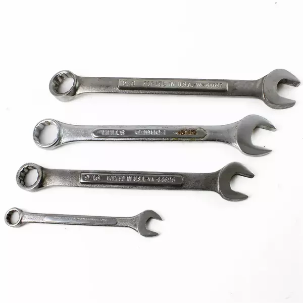 Lot of 4 Wrenches 9/16" 5/8" 17mm 3/8" Used Hand Tools