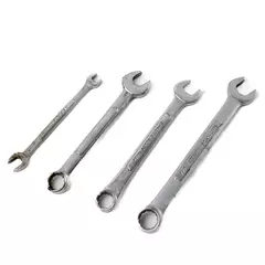 Lot of 4 Assorted Used Wrenches 11 7/16", 1/2", 5/16", 1/4" Hand Tools