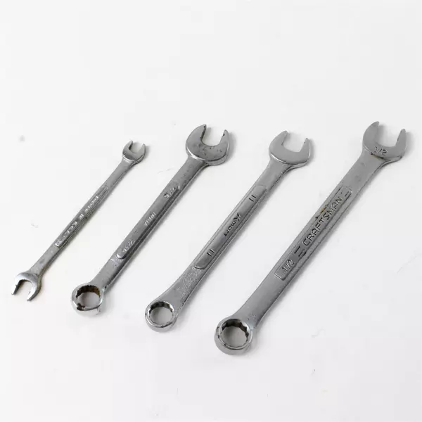 Lot of 4 Assorted Used Wrenches 11 7/16", 1/2", 5/16", 1/4" Hand Tools