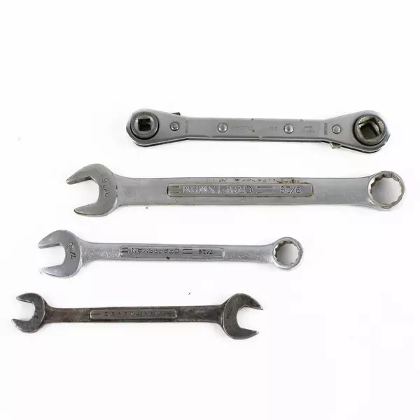 Lot of 4 Assorted Used Hand Wrenches 3/16" 5/16" 7/16" 9/16" Tools