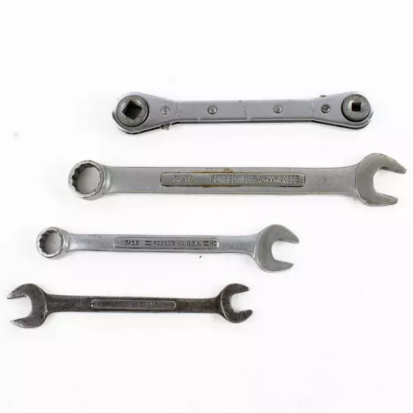 Lot of 4 Assorted Used Hand Wrenches 3/16" 5/16" 7/16" 9/16" Tools